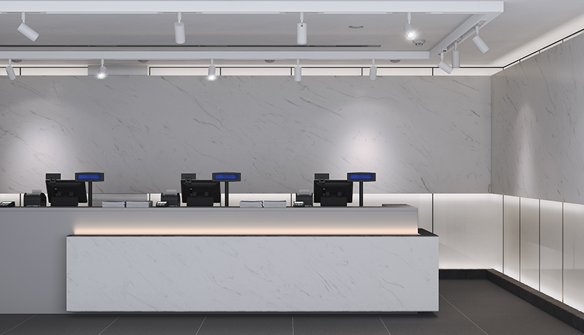 Comptoir Meganite et application murale